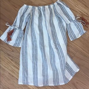 striped off the shoulder dress worn once